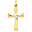14K Two-Tone Gold Hollow Cross Pendant