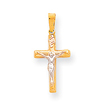 14K Two-Tone Gold INRI Crucifix Pendant