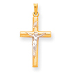 14K Two-Tone Gold INRI Crucifix Pendant