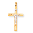 14K Two-Tone Gold INRI Hollow Crucifix Pendant