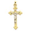 14K Two-Tone Gold INRI Hollow Crucifix Pendant