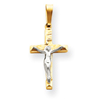 14K Two-Tone Gold INRI Hollow Crucifix Pendant
