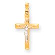 14K Two-Tone Gold INRI Hollow Crucifix Pendant