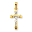 14K Two-Tone Gold INRI Hollow Crucifix Pendant