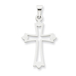 14K White Gold Budded Cross Pendant