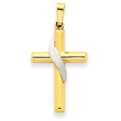 14K Two-tone Gold Hollow Cross Charm