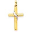 14K Two-tone Gold Hollow Cross Charm