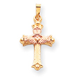 14K Two-tone Gold Claddagh Cross Pendant