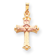 14K Two-tone Gold Claddagh Cross Pendant