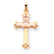 14K Two-tone Gold Claddagh Cross Pendant