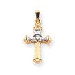 14K Two-tone Gold Claddagh Cross Pendant