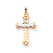 14K Two-tone Gold Claddagh Cross Pendant