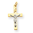 14K Two-Tone Gold INRI Crucifix Pendant
