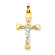 14K Two-Tone Gold INRI Hollow Crucifix Pendant
