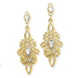 14K Gold  Rhodium Diamond-Cut Filigree Earrings