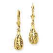 14K Gold Polished & Diamond-Cut Filigree Dangle Leverback Earrings
