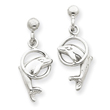 14K White Gold Dolphin Dangle Earrings