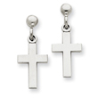 14K White Gold Polished Cross Earrings