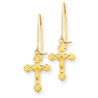 14K Gold Polished Crucifix Earrings