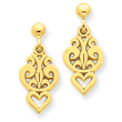 14K Gold Polished Fancy Dangle Post Earrings