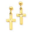 14K Gold Satin & Diamond-Cut Cross Earrings