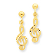 14K Gold Polished & Diamond-Cut Treble Clef Dangle Post Earrings