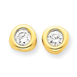 14K Gold Polished Cubic Zirconia Fancy Post Ear