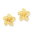 14K Gold Diamond-Cut Filigree Plumeria Earrings