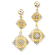 14K Gold Rhodium Diamond-Cut Filigree Earrings