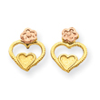 14K Two-Tone Gold Heart Earrings