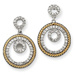 14K Two-Tone Gold Double Circle Diamond Earrings