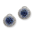 14K White Gold AA Diamond and Sapphire Omega Back Earrings