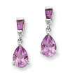14K White Gold Amethyst Dangle Post Earrings