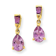 14K Gold Amethyst Dangle Post Earrings