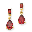 14K Gold Garnet Dangle Post Earrings