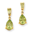 14K Gold Peridot Dangle Post Earrings