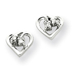 14K White Gold AA Diamond Heart Earring