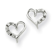 14K White Gold AA Diamond Heart Earrings