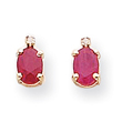 14K Gold Diamond & Ruby Birthstone Earrings