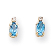 14K Gold Diamond &  Blue Topaz Birthstone Earrings