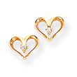 14K Gold Diamond Heart Earring