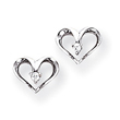 14K White Gold Diamond Heart Earrings