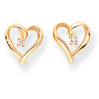 14K Gold Diamond Heart Earrings