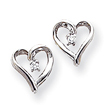 14K White Gold Diamond Heart Earrings