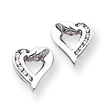 14K White Gold Diamond Heart Earrings