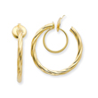 14K Yellow Gold 26mm Non-Pierced Twisted Hoop Earrings