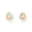 14K Gold Bezel March Aquamarine Post Earrings
