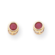 14K Gold Bezel July Ruby Post Earrings