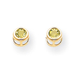 14K Gold Bezel August Peridot Post Earrings