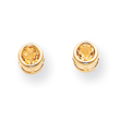 14K Gold Bezel November Citrine Post Earrings